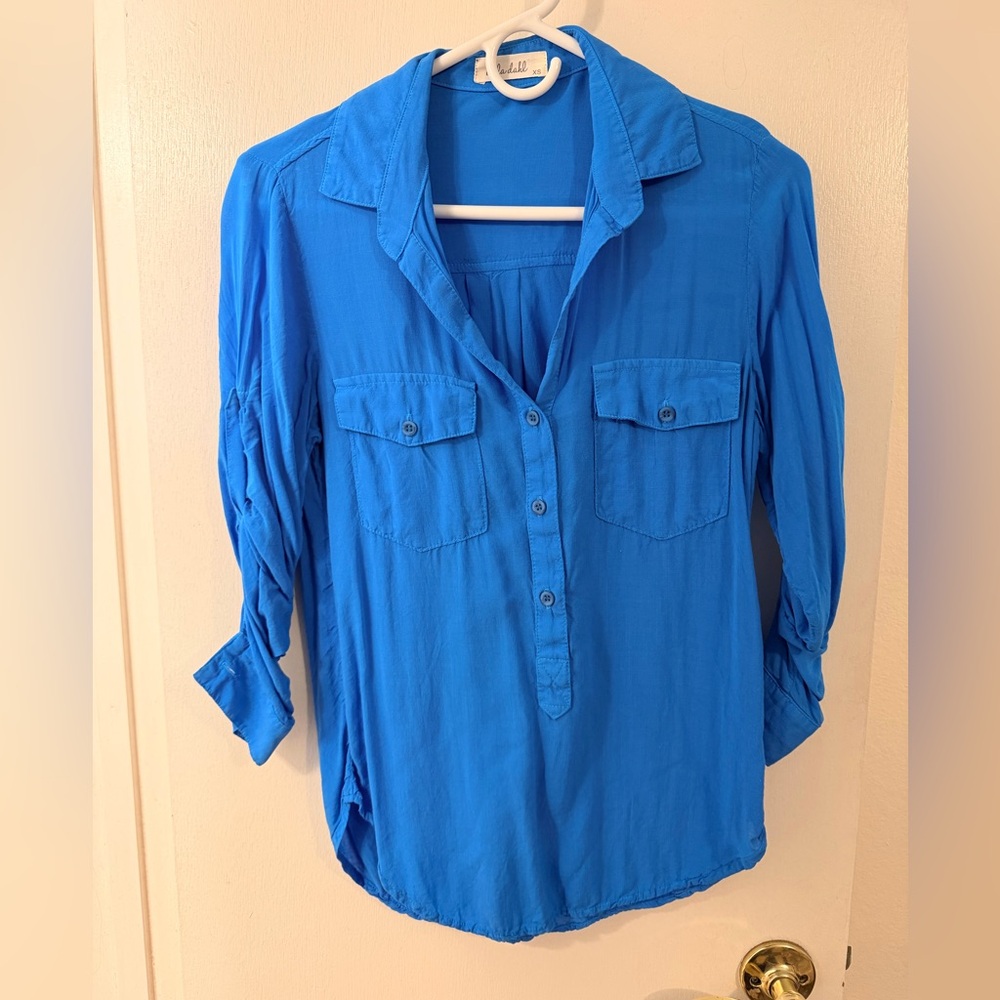 Bella Dahl Vibrant Turquoise Button-Down Shirt Size XS